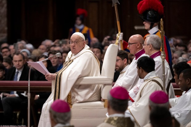Pope Francis presides a mass for the Epiphany in Saint Peter's Basilica at the Vatican on January 6, 2025