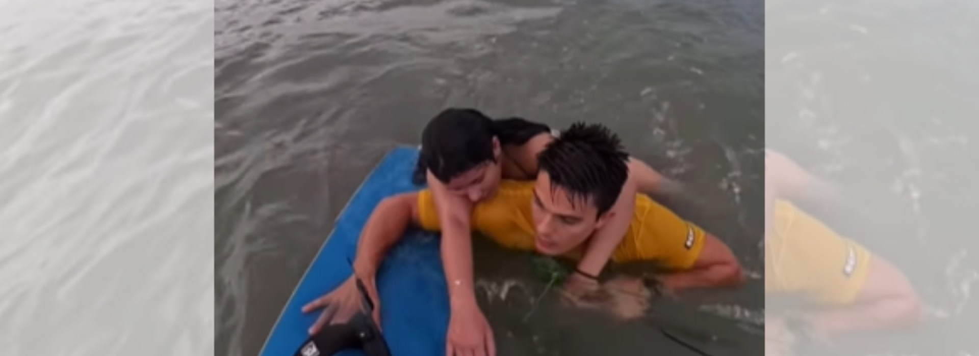 Screenshot from a video posted on Instagram by Brazilian athlete Bruno Lobo who saved a girl at sea.