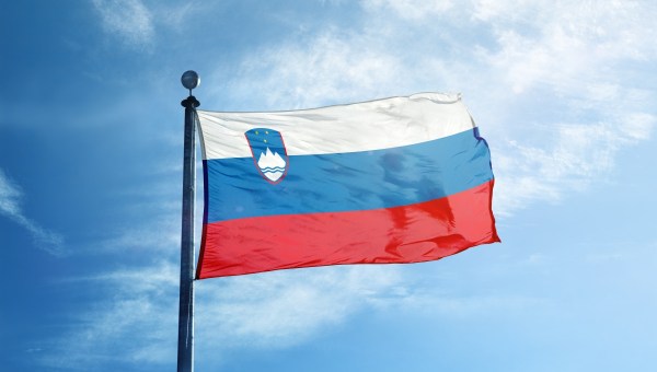 Flag of Slovenia on the mast