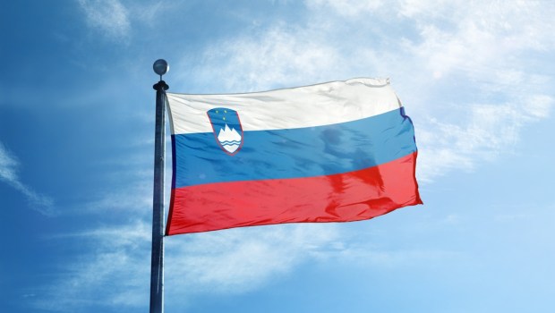 Flag of Slovenia on the mast