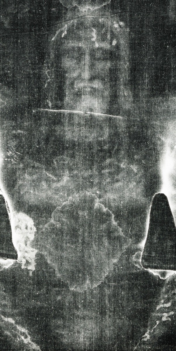 Shroud of Turin Negative Image - From JPII Shrine presser