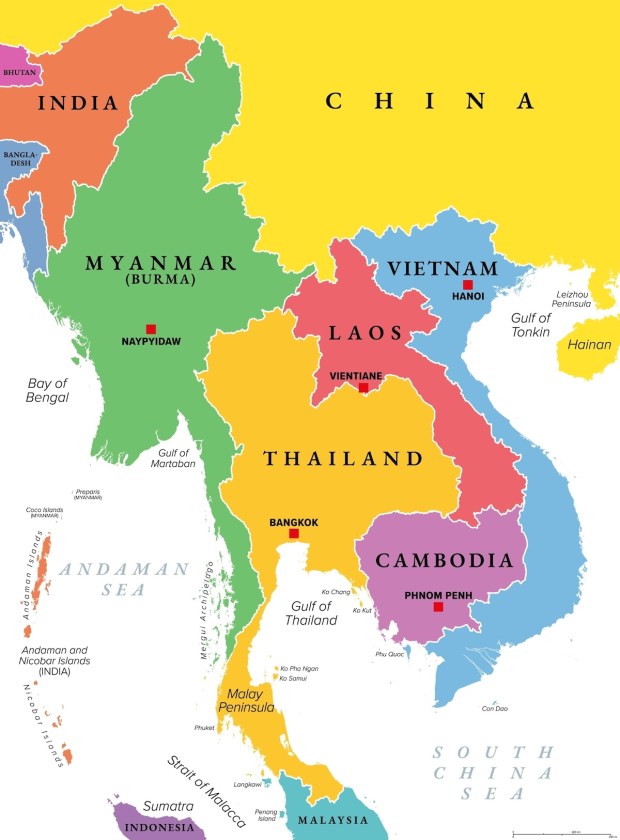 Myanmar Thailand Cambodia map