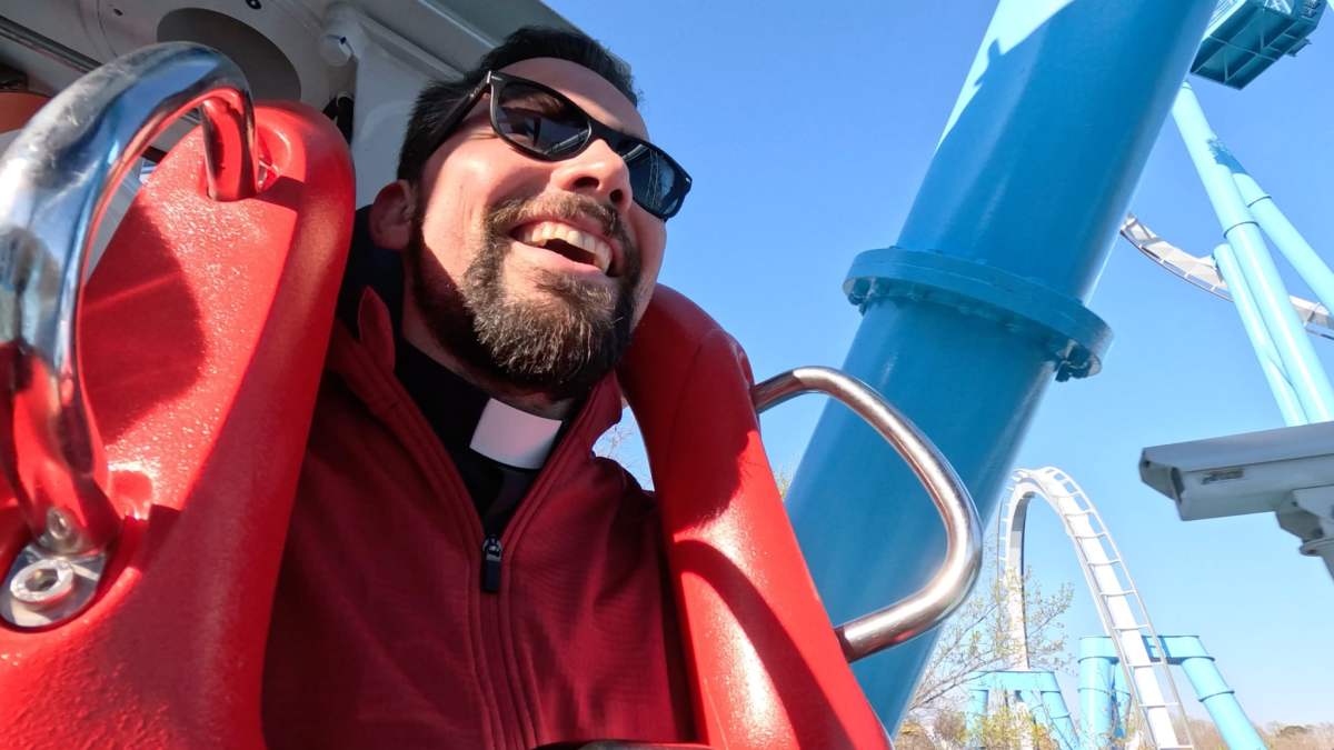 Priest on coaster