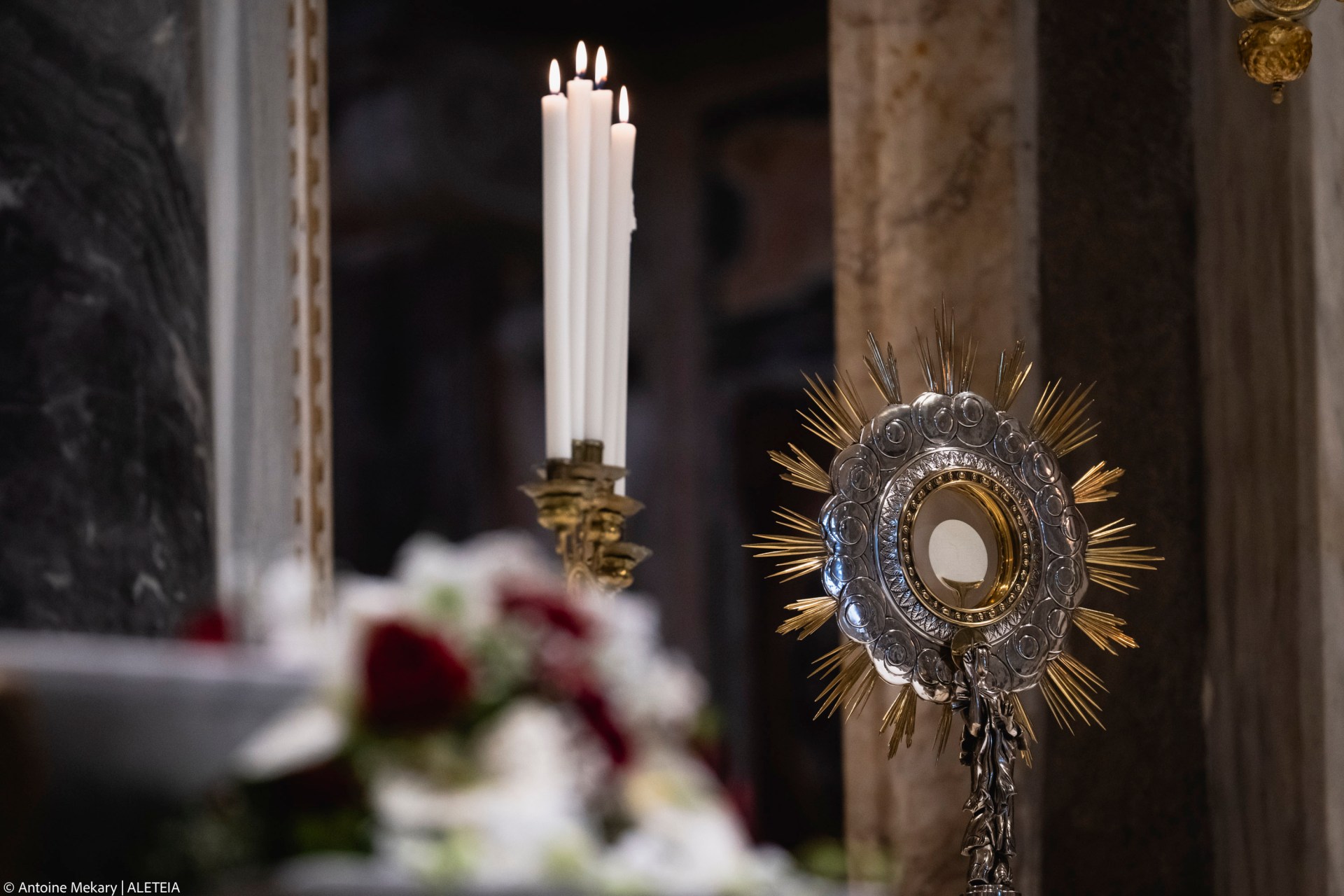 Cardinal Baldassare Reina leads a Eucharistic adoration for Pope Francis at Rome’s Basilica of St. John Lateran on Thursday, April 24, 2025