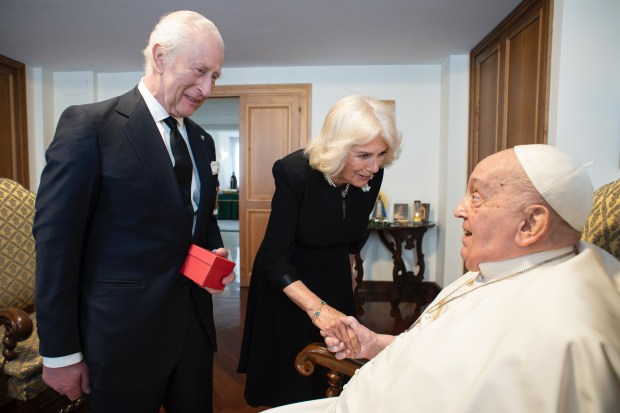 Pope Francis private meeting with Their Majesties King Charles and Queen Camilla