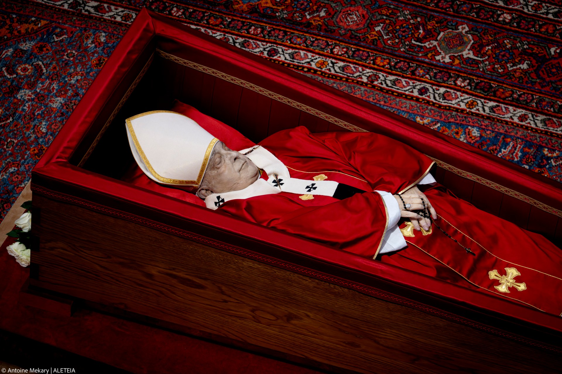 People pay their respects to late Pope Francis as he lies in state at St Peter's Basilica in The Vatican, on April 24, 2025.