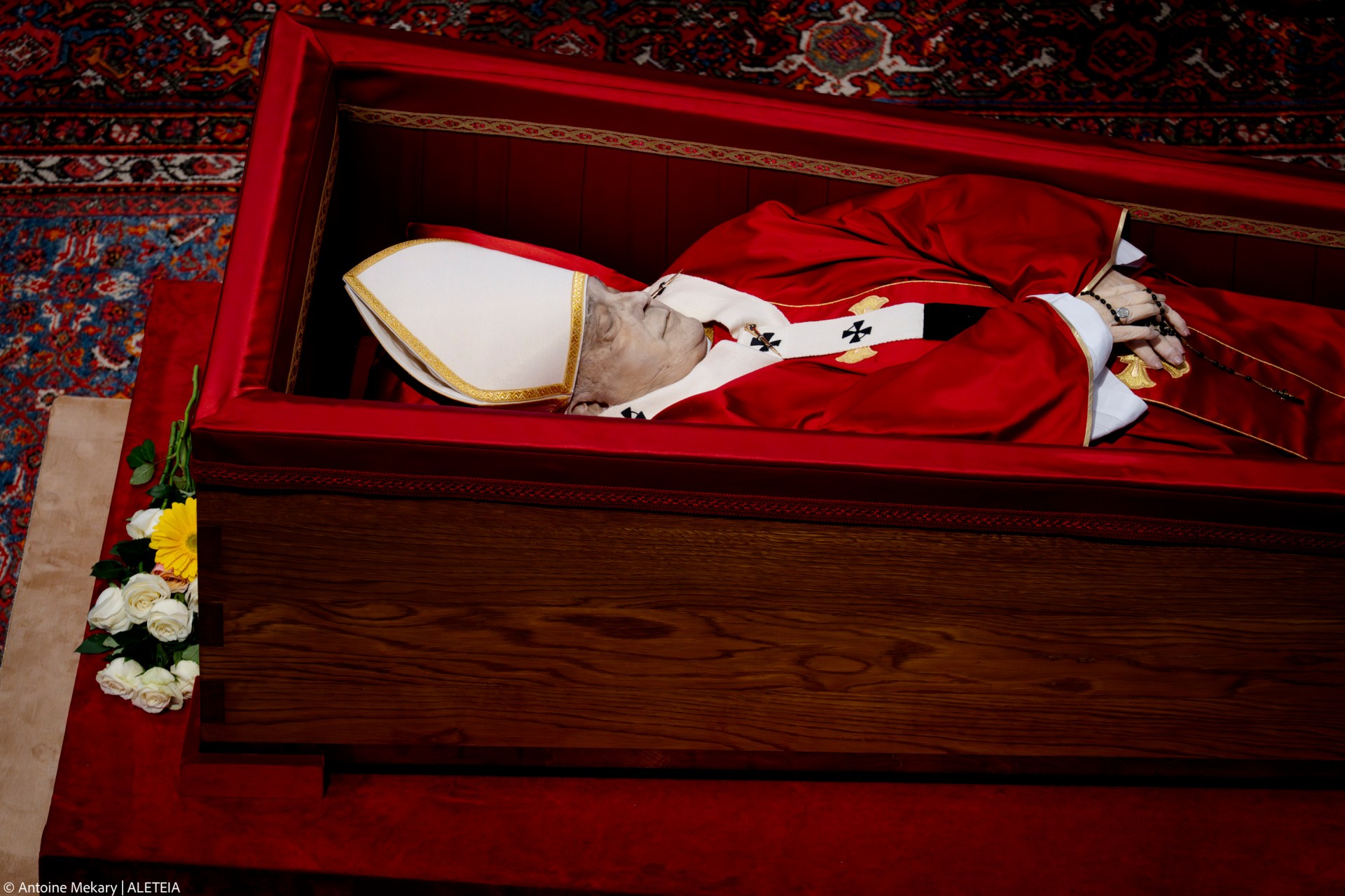 People pay their respects to late Pope Francis as he lies in state at St Peter's Basilica in The Vatican, on April 24, 2025.