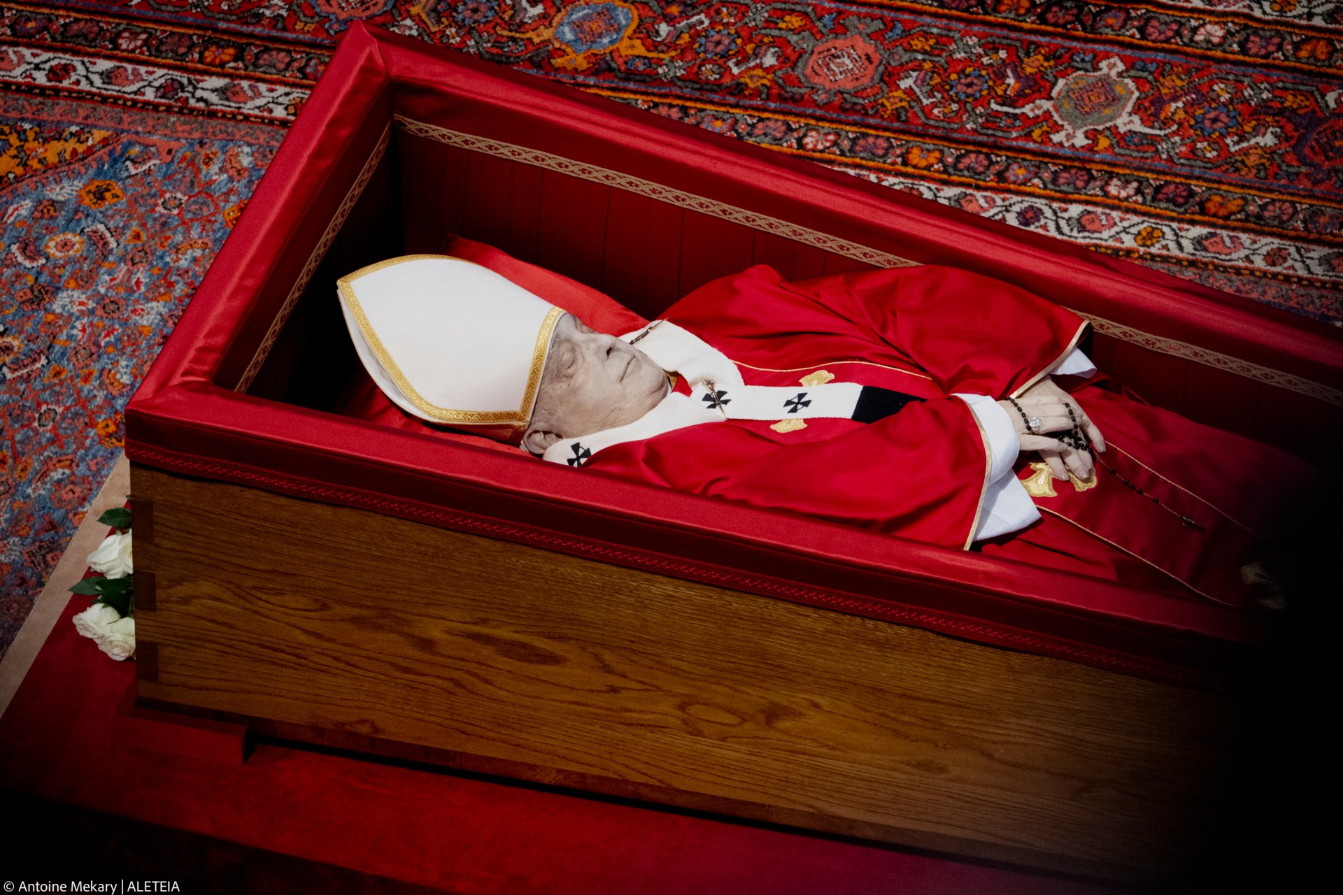 People pay their respects to late Pope Francis as he lies in state at St Peter's Basilica in The Vatican, on April 24, 2025.