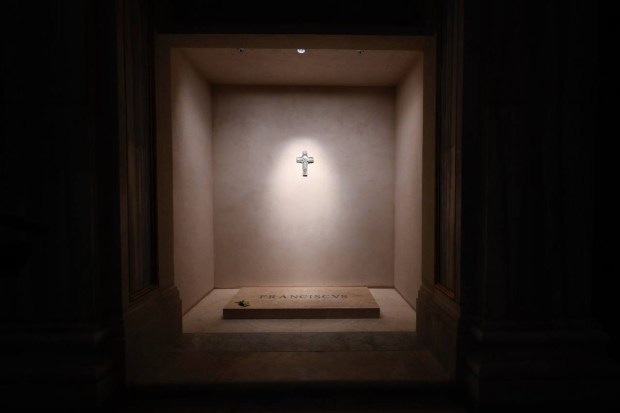Some photos of Pope Francis' tomb at the Basilica of Saint Mary Major, Sunday, April 27, 2025