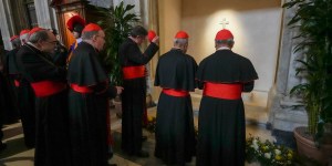 Cardinals pray with Our Lady and at tomb of Pope Francis