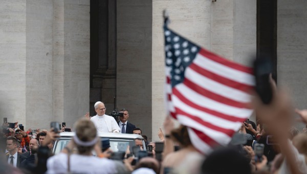 Pope Leo XIV during his first weekly General Audience in St. Peter’s Square, Vatican City, on May 21, 2025.