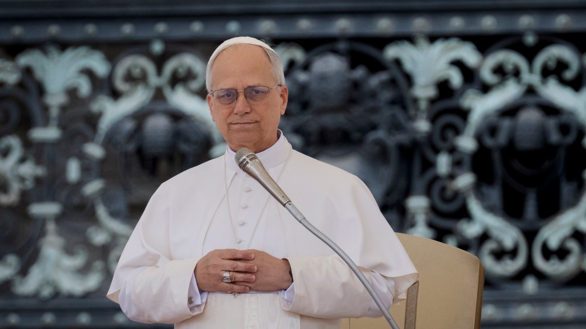 Pope Leo XIV during his first weekly General Audience in St. Peter’s Square, Vatican City, on May 21, 2025.