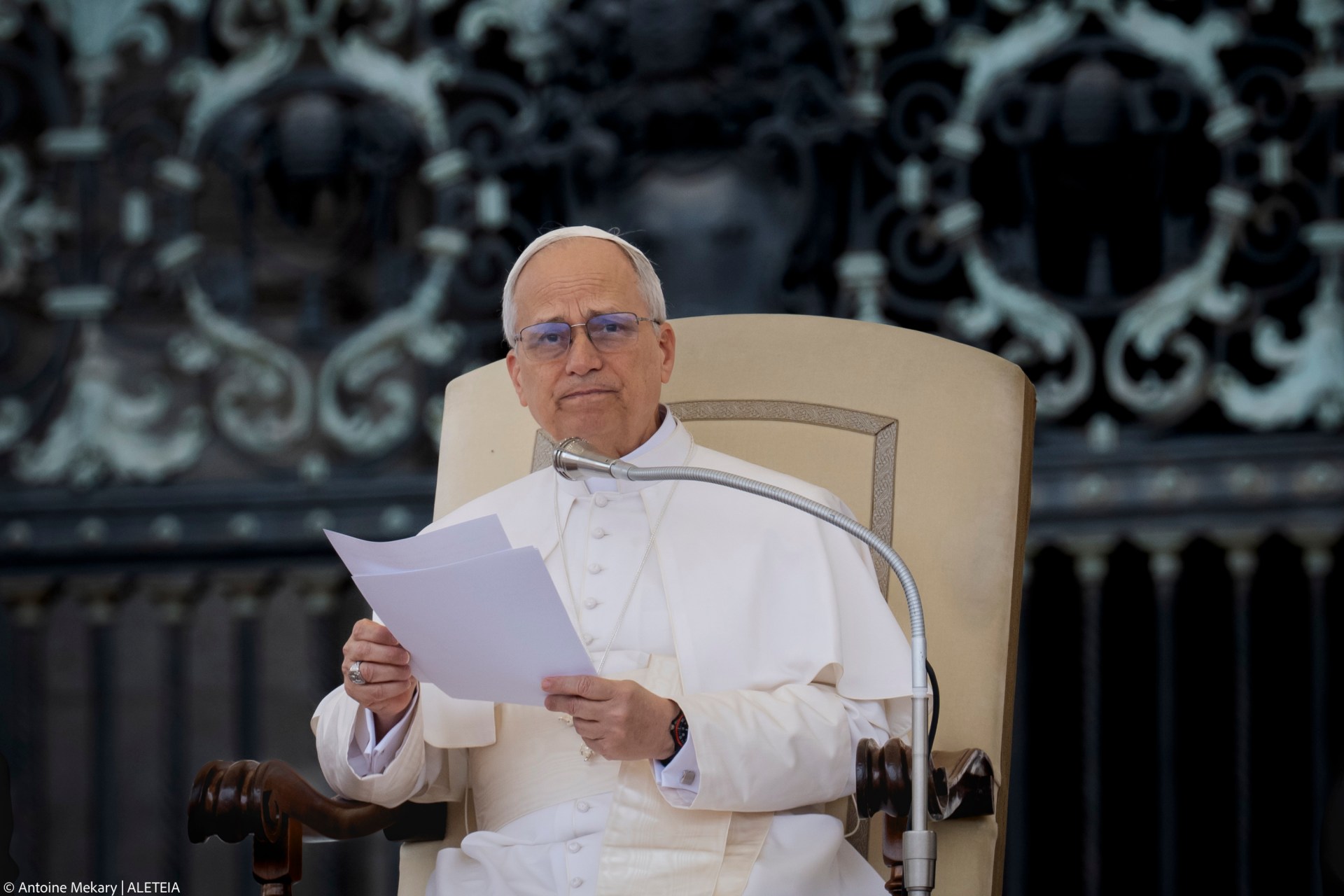 Pope Leo XIV during his first weekly General Audience in St. Peter’s Square, Vatican City, on May 21, 2025.