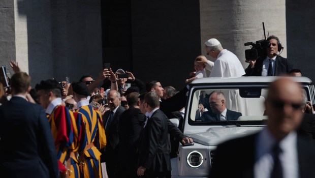 Pope Leo XIV during his weekly general audience at St Peter's Square at The Vatican, on May 28, 2025.