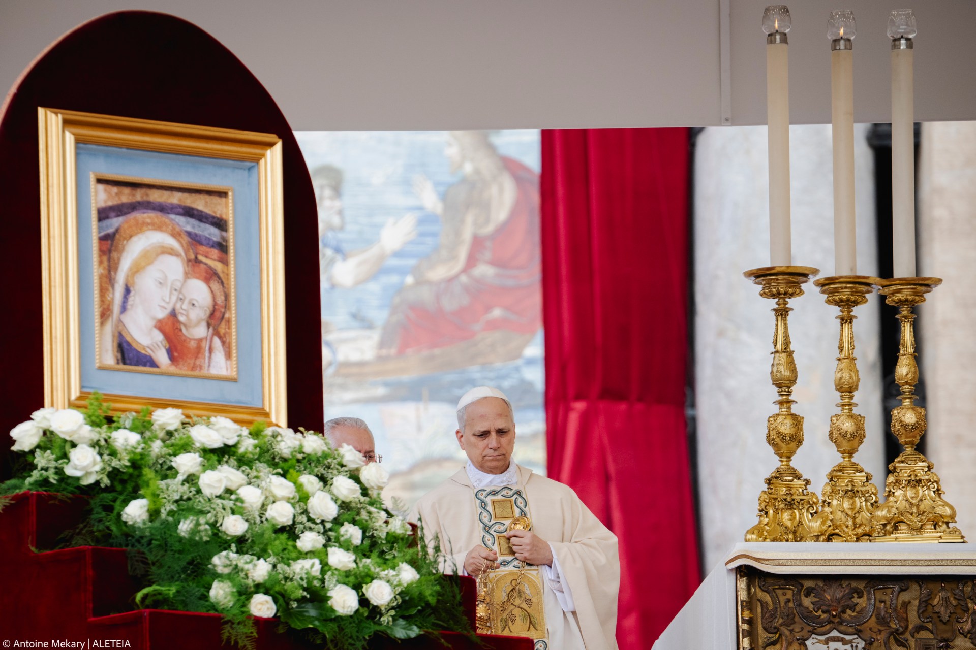 Pope Leo XIV leads a Holy Mass for the Beginning of his Pontificate, in St Peter's square in The Vatican on May 18, 2025.