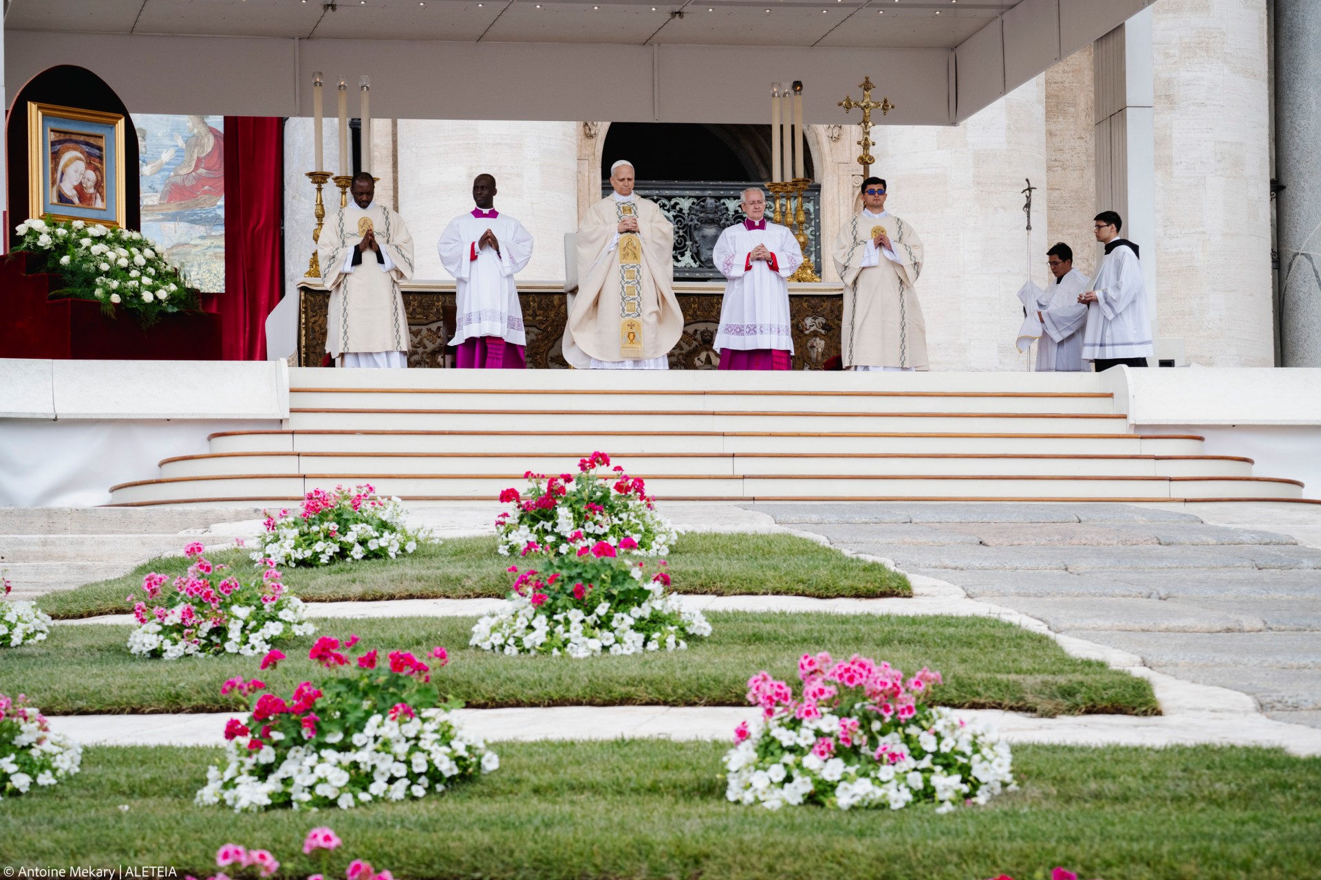 Pope Leo XIV leads a Holy Mass for the Beginning of his Pontificate, in St Peter's square in The Vatican on May 18, 2025.
