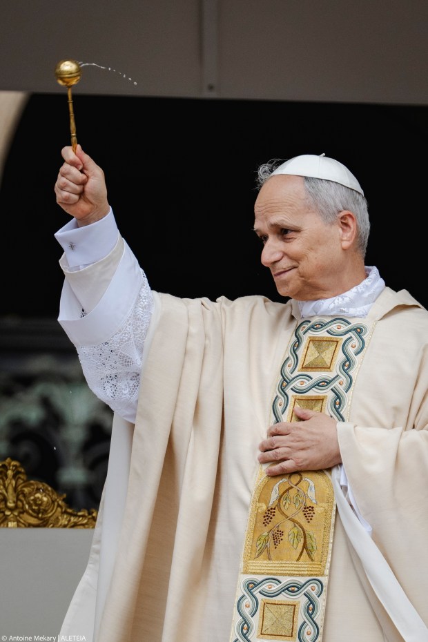 Pope Leo XIV leads a Holy Mass for the Beginning of his Pontificate, in St Peter's square in The Vatican on May 18, 2025.