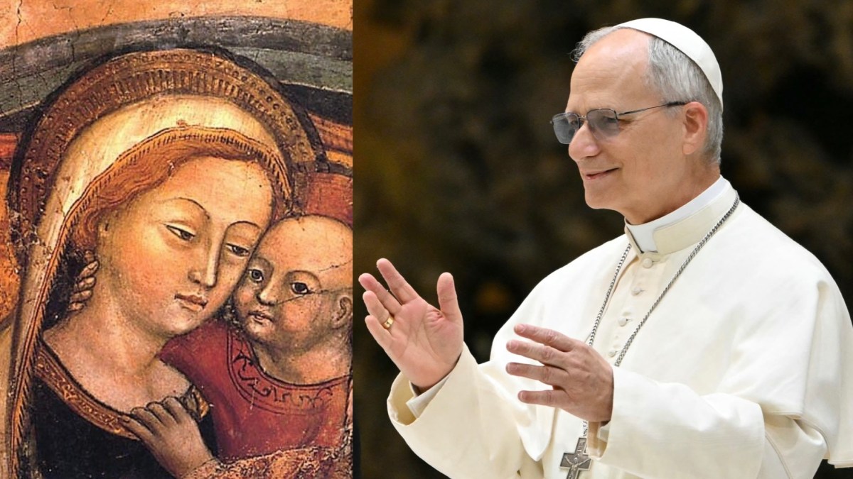 Our Lady of Good Counsel collage with Pope Leo XIV