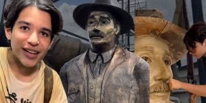 Teen makes huge statue of doctor-saint to be canonized