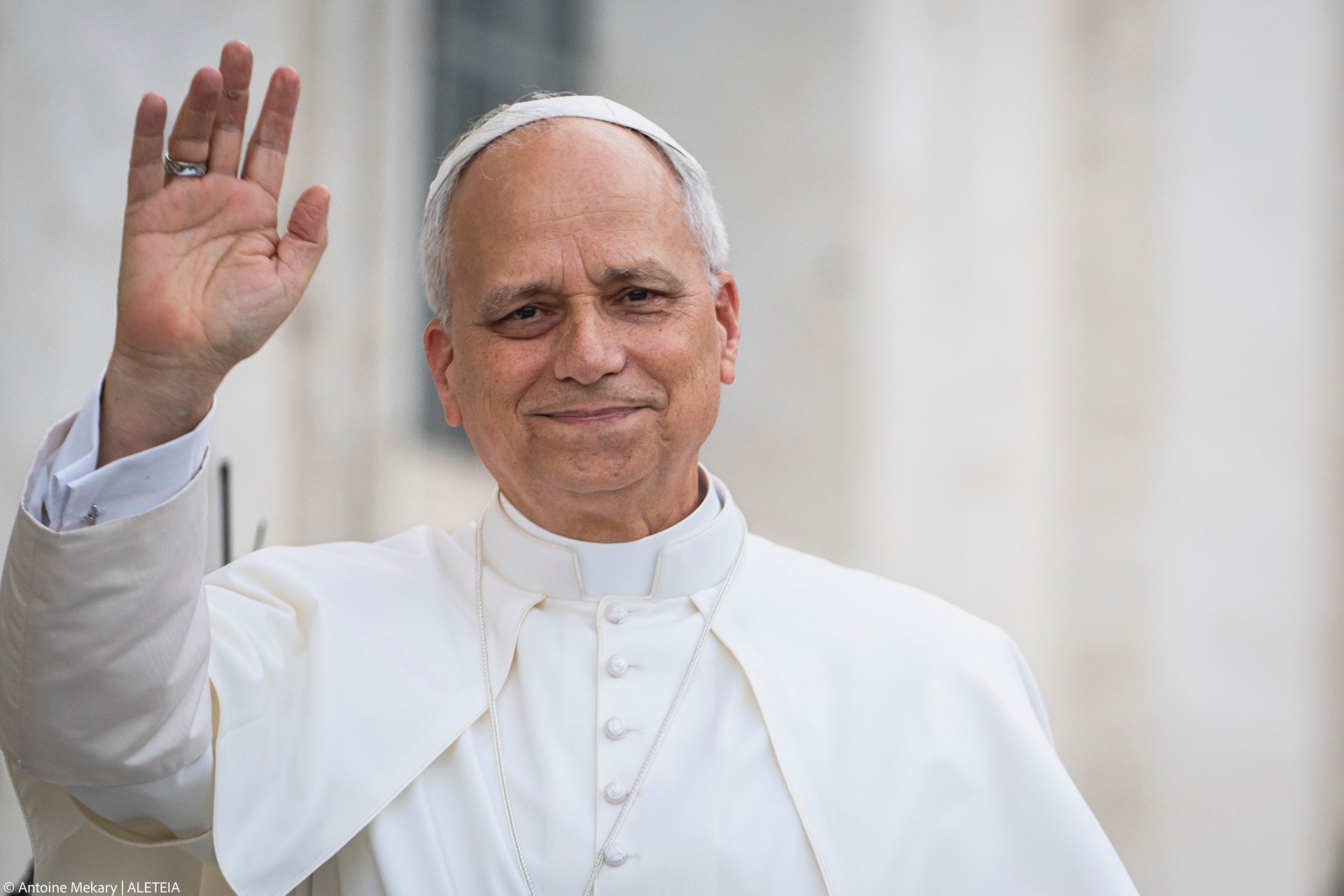 Pope Leo XIV during the Pentecost Vigil prayer in St. Peter's Square at the Vatican on June 7, 2025.