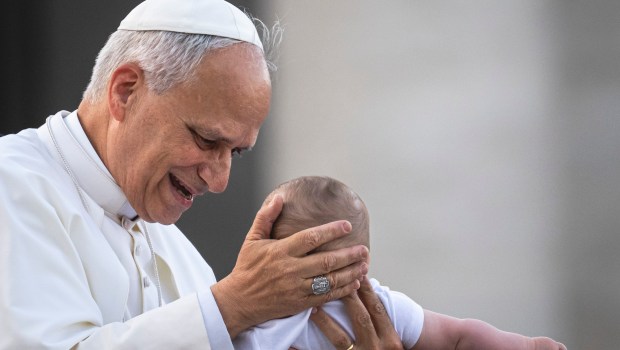 Pope Leo XIV during the Pentecost Vigil prayer in St. Peter's Square at the Vatican on June 7, 2025.