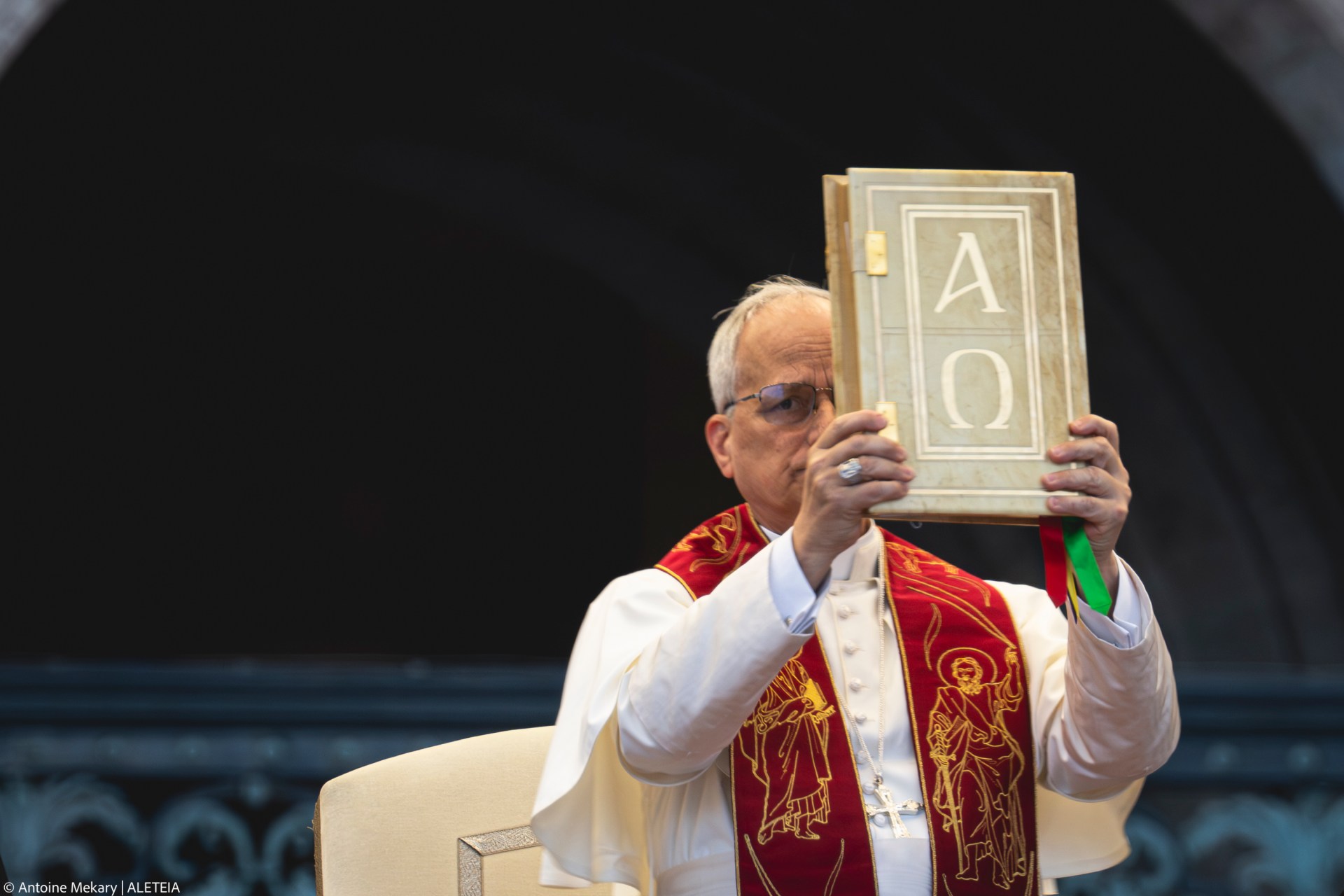 Pope Leo XIV during the Pentecost Vigil prayer in St. Peter's Square at the Vatican on June 7, 2025.
