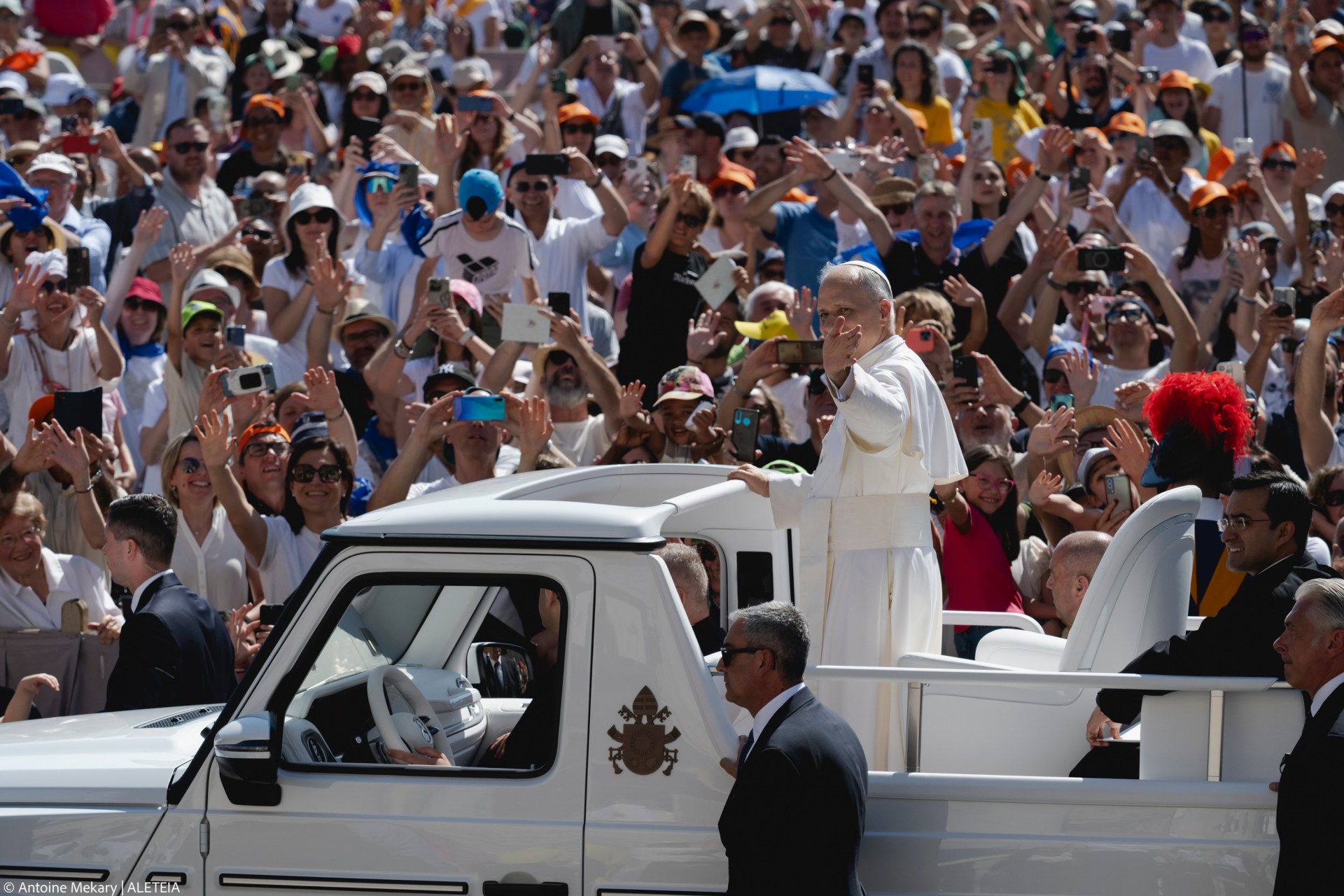 Pope Leo XIV celebrates the mass for the Jubilee of families, children, grandparents and the elderly, at St. Peter's square in the Vatican on June 1, 2025