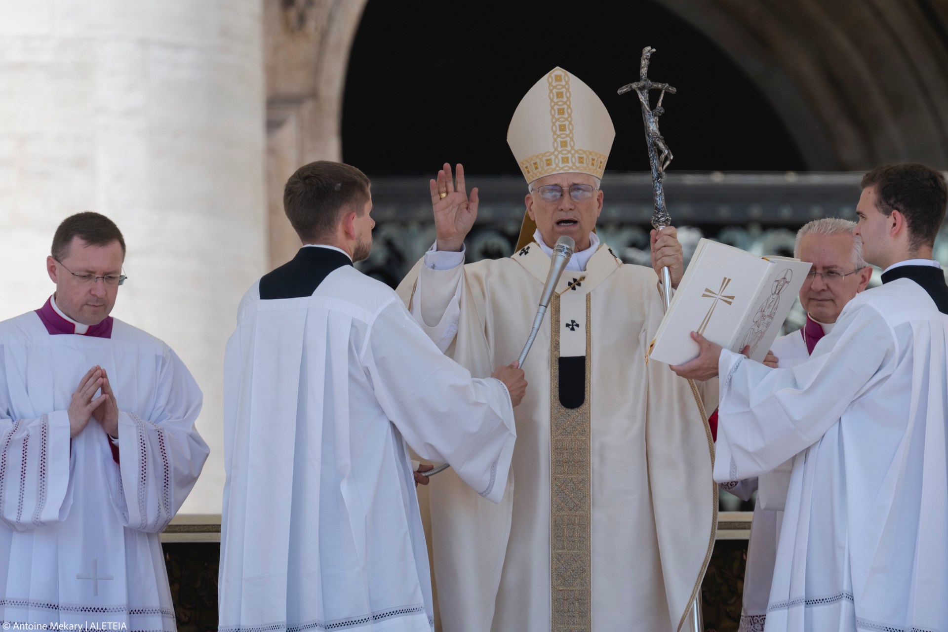 Pope Leo XIV celebrates the mass for the Jubilee of families, children, grandparents and the elderly, at St. Peter's square in the Vatican on June 1, 2025.