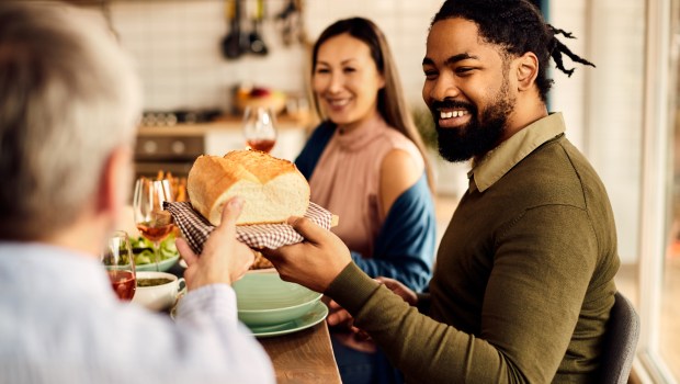 friends eat bread