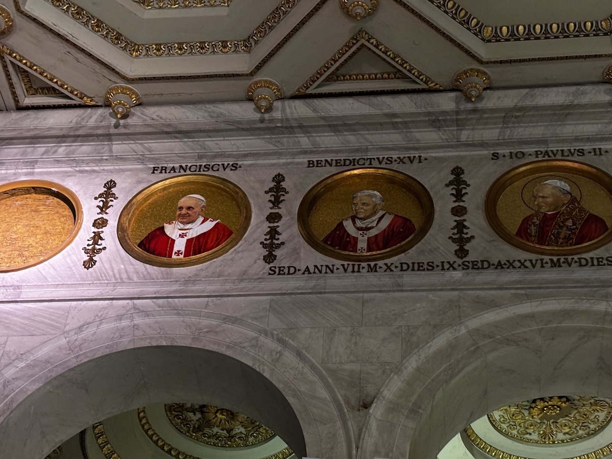 Pope Leo admires his mosaic for St. Paul Outside the Walls