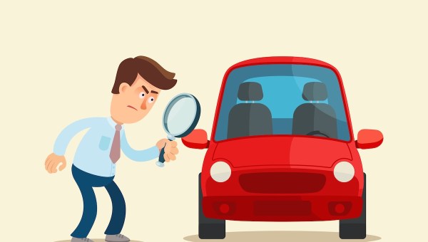 careful focus cartoon man with car good bad