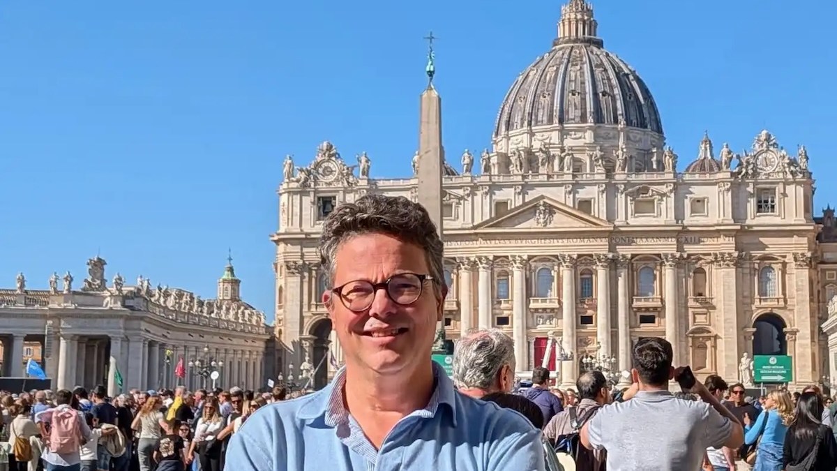 Hendro Munsterman in St. Peter's Square in from of St. Peter's Basilica in the Vatican
