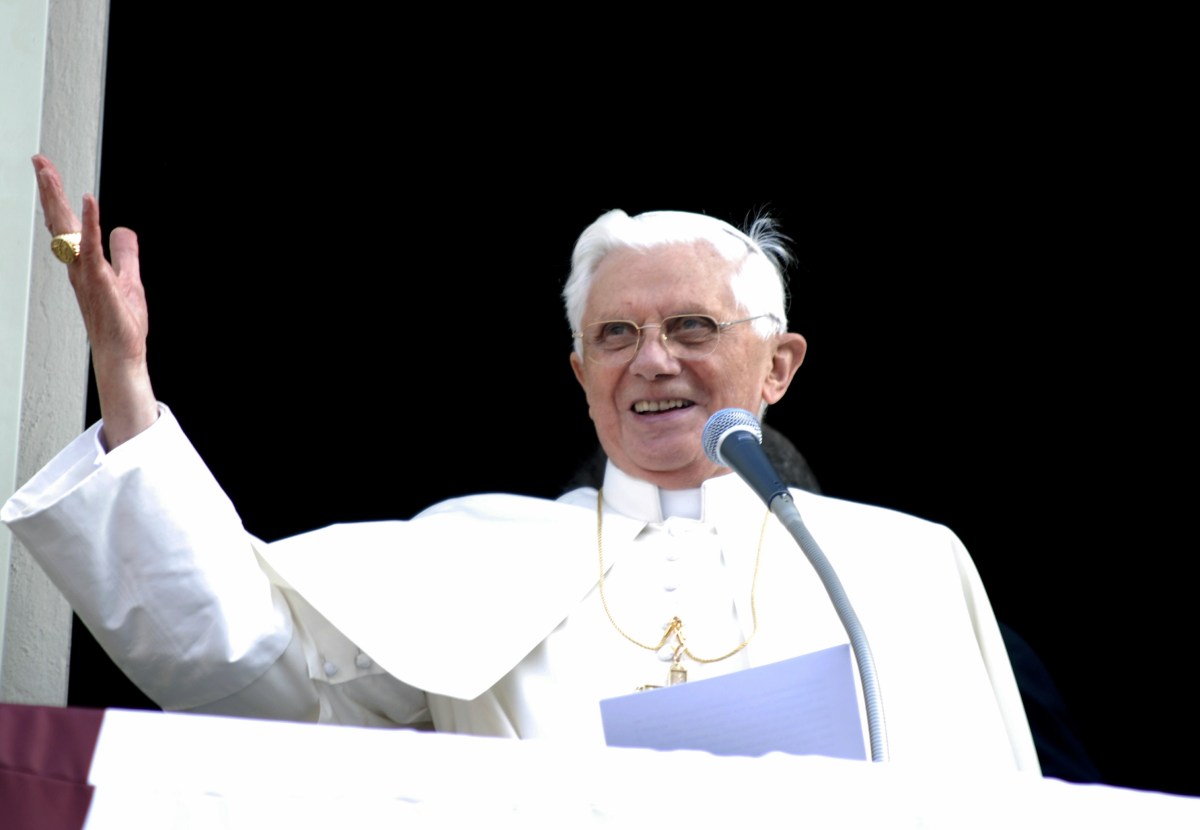 Pope Joseph Benedict XVI presides over an open-air mass in Piazza Ducale, The Pontiff is visiting the northern Italian town of Vigevano, April 21, 2007 in Vigevano, ITALY.