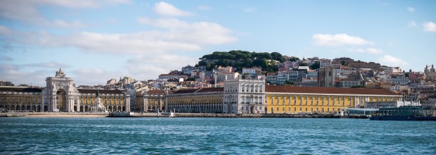 Panoramic view of Lisbon from the Tagus River, on the Tagus Route