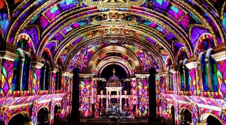 America’s 1st basilica uses lights to show Catholic heritage
