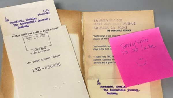 Corner Item Image - Returned library book shows it’s never too late to ask for forgiveness