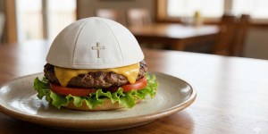 Popes on the menu at a burger restaurant near the Vatican