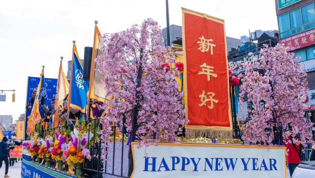 New York, NY - February 5, 2022: General atmosphere during Lunar New Year parade in Flushing Chinatown