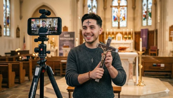 Image of a Catholic influencer on Ash Wednesday