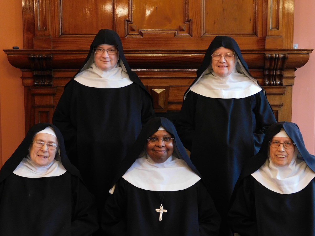 Recent photo of five of the Sisters of the Blessed Virgin Mary. Mother Winsome is in the center of the front row.