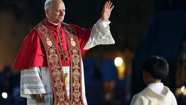 Pope Leo XIV wave to people prior to inaugurating the Jesus Christ tower of the Sagrada Familia Basilica in Barcelona, on June 10, 2026