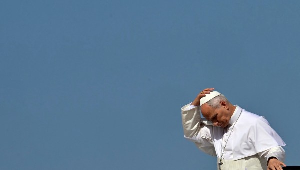Pope Leo XIV arrives in the Gando Air base in Telde, on the Canary island of Gran Canaria, on June 11, 2026
