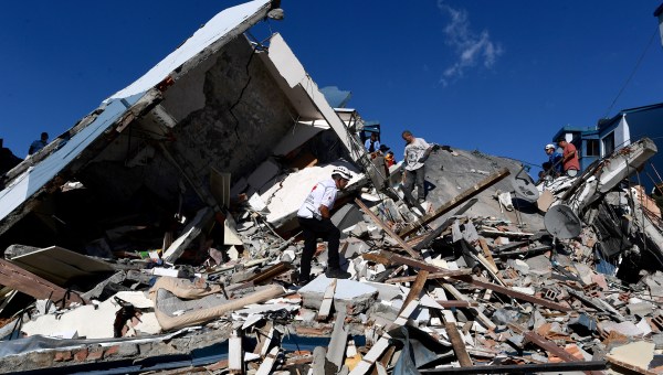 Rescuers look for survivors amid the rubble of a collapsed building after an earthquake in Pereira, Colombia on August 10, 2026. A powerful earthquake rocked Colombia and neighboring Latin American countries on August 10, 2026, with medical teams rushing to help victims after buildings were damaged or collapsed in several cities. The Colombian geological service and its American counterpart USGS put the magnitude at 7.4, with an epicenter 100 km (60 miles) underground in the west of the country. Colombia had initially put it at 6.6.